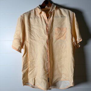 Tommy Bahama 100% Linen Light Peach Relax Short Sleeve Button Up Shirt Sz. Large